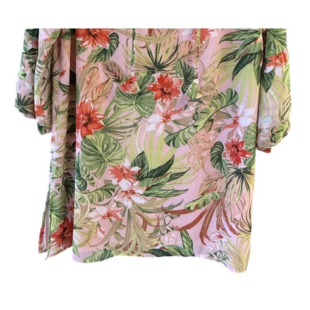 J Jill Tropical Floral Womens M Vacation Wear Lined Flowy 3/4 Sleeve Tunic GUC - Picture 3 of 8